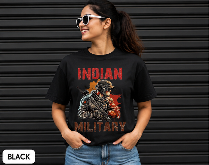 Indian Military Graphic T-Shirt | Patriotic Army Inspired Printed Tee