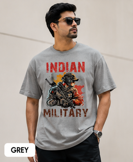 Indian Military Graphic T-Shirt | Patriotic Army Inspired Printed Tee