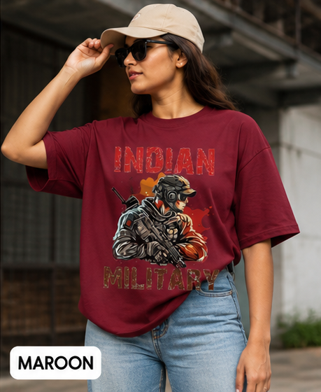 Indian Military Graphic T-Shirt | Patriotic Army Inspired Printed Tee