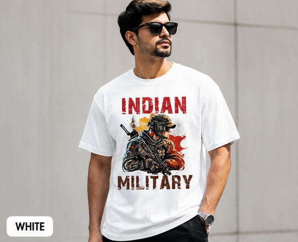 Indian Military Graphic T-Shirt | Patriotic Army Inspired Printed Tee