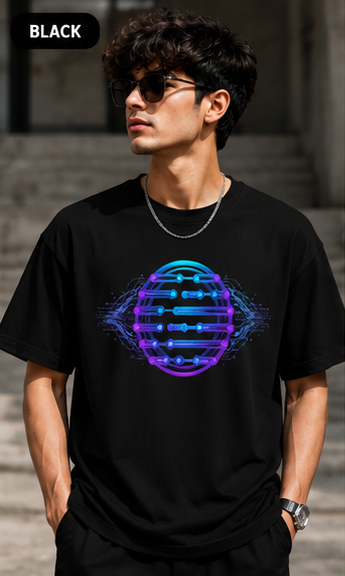 Futuristic Tech Circuit Graphic T-Shirt | Cyberpunk Streetwear Tee