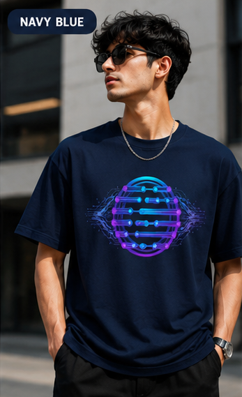 Futuristic Tech Circuit Graphic T-Shirt | Cyberpunk Streetwear Tee